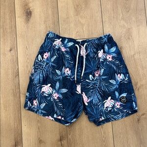 Blue and Pink Tropical Swim Trunks Lightweight Beachwear